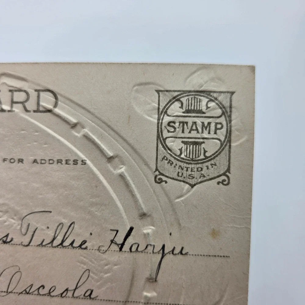 Good Luck Best Wishes Vintage Postcard Horseshoe Rose‎ 1909 R Conwell
